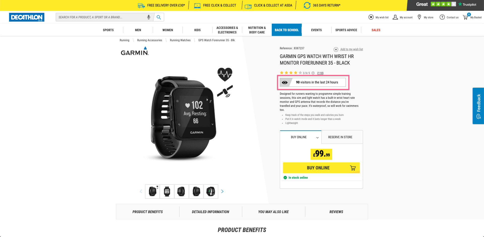 Decathlon social proof messaging