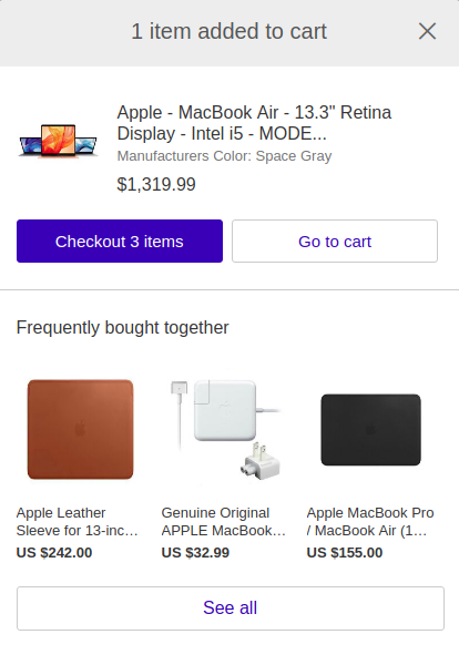 Personalization with the help of recommendation engine on Ebay
