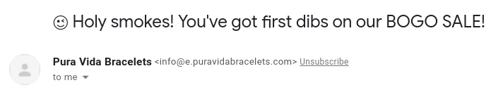 Pura Vida - triggering excitement in email subject line